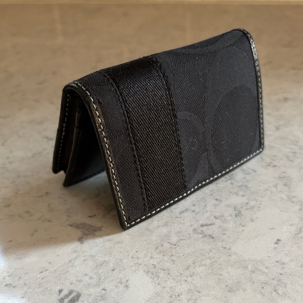 COACH Signature Card Case Black black canvas/leather